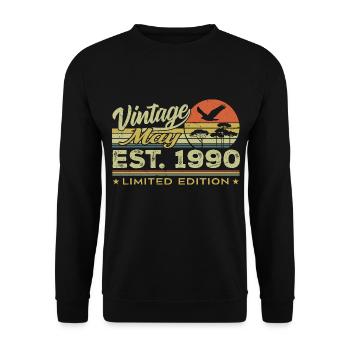 Geburtstag Mai 1990, geboren im Mai 1990 - Mai 1990 - Unisex Pullover - Schwarz - Vorne - Alina (178cm) & Michal (187cm)