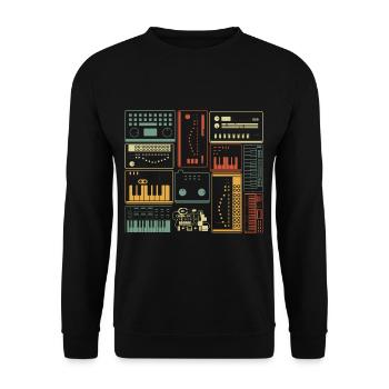 Analog Modular Synthesizer Musician Keyboard - Unisex Sweatshirt - black - Front - Alina (178cm) & Michal (187cm)