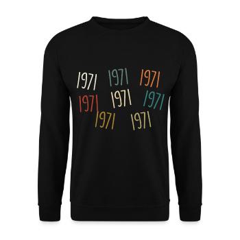 Jahrgang 1971 Geburtsjahr - legendär seit 1971 - Unisex Pullover - Schwarz - Vorne - Alina (178cm) & Michal (187cm)