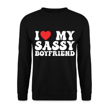 Ich liebe meinen frechen Freund - Unisex Pullover - Schwarz - Vorne - Alina (178cm) & Michal (187cm)