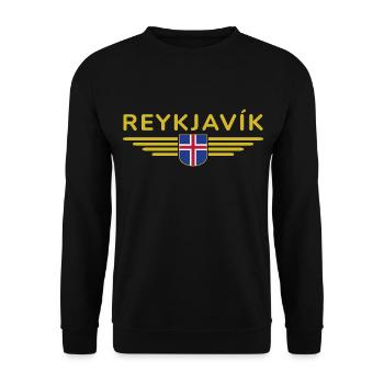 T-shirt Reykjavík – La ville des aurores boréales - Sweat-shirt Unisexe - noir - Devant - Alina (178cm) & Michal (187cm)
