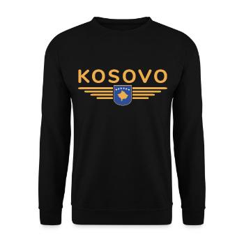 Kosovo Fan T-Shirt Design - Unisex Pullover - Schwarz - Vorne - Alina (178cm) & Michal (187cm)