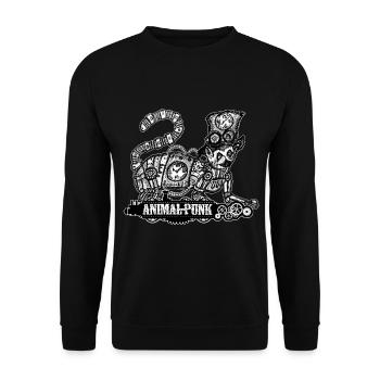 Mr. Lemur SteamPunk AnimalPunk - Unisex Sweatshirt - black - Front - Alina (178cm) & Michal (187cm)
