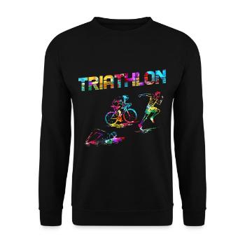 Triathlon Natation Cyclisme Course Sportif - Sweat-shirt Unisexe - noir - Devant - Alina (178cm) & Michal (187cm)