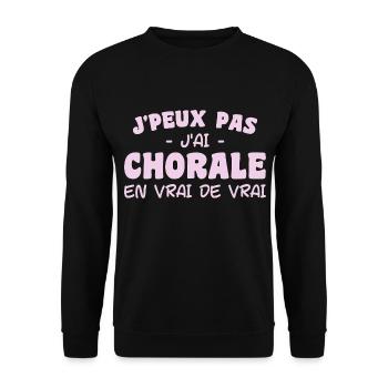 j'peux pas j'ai Chorale En vrie de vraie - Sweat-shirt Unisexe - noir - Devant - Alina (178cm) & Michal (187cm)