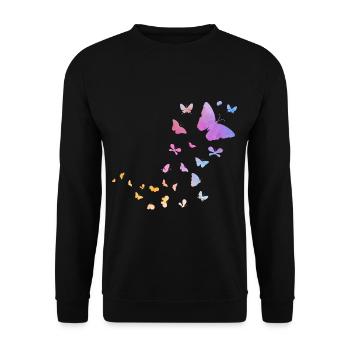 Aquarelle papillon mignon insectes nature - Sweat-shirt Unisexe - noir - Devant - Alina (178cm) & Michal (187cm)