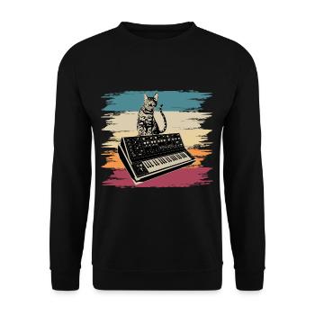 Modular Synthesizer Elektronische Musik Analog Cat - Unisex Pullover - Schwarz - Vorne - Alina (178cm) & Michal (187cm)
