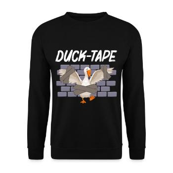 Lustiger Klebeband Humor Ente Tier sarkastisch - Unisex Pullover - Schwarz - Vorne - Alina (178cm) & Michal (187cm)