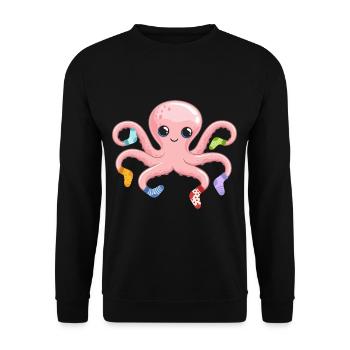 Kawaii Octopus Sweet Octopus Sea Creature - Unisex Sweatshirt - black - Front - Alina (178cm) & Michal (187cm)