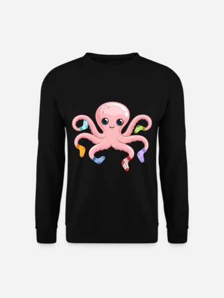 Kawaii Oktopus Süßer Kraken Meerestier - Unisex Pullover - Schwarz