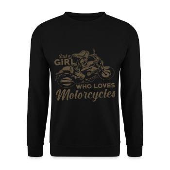Frauen Motorrad Biker Girl Motorradfahrerin - Unisex Pullover - Schwarz - Vorne - Alina (178cm) & Michal (187cm)