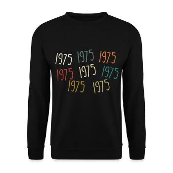 Né en 1975, année de naissance - légendaire depuis 1975 - Sweat-shirt Unisexe - noir - Devant - Alina (178cm) & Michal (187cm)