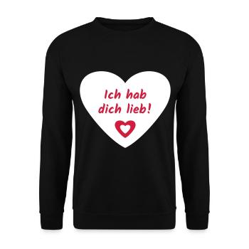 Ich hab dich Lieb Herz - Unisex Pullover - Schwarz - Vorne - Alina (178cm) & Michal (187cm)