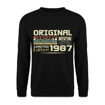 Janvier 1987 | Cadeau D’anniversaire Janvier 1987 - Sweat-shirt Unisexe - noir - Devant - Alina (178cm) & Michal (187cm)