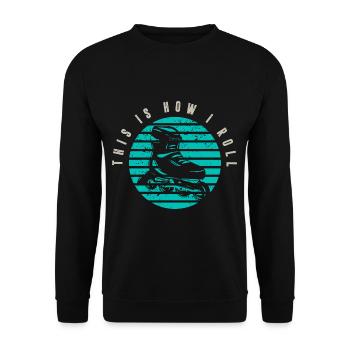 Retro Rollerblades Skater Sport Inline Skating - Unisex Pullover - Schwarz - Vorne - Alina (178cm) & Michal (187cm)