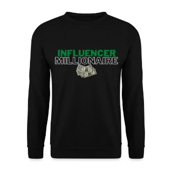 Influencer Millionär - Unisex Pullover - Schwarz - Vorne - Alina (178cm) & Michal (187cm)