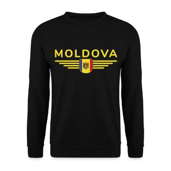 Moldau T-Shirt – Stolz auf Moldawien - Unisex Pullover - Schwarz - Vorne - Alina (178cm) & Michal (187cm)