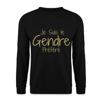 Schwiegersohn Humor, Schwiegersohn Idealer Humor - Unisex Pullover - Schwarz - Vorne - Alina (178cm) & Michal (187cm)