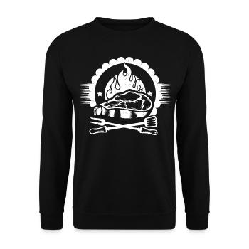 BBQ BBQ MEAT SUMMER GRILL GIFT BEER - Unisex Sweatshirt - black - Front - Alina (178cm) & Michal (187cm)