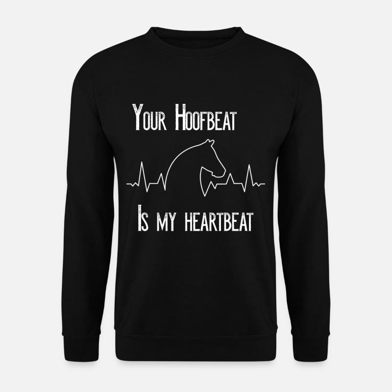 Pferde Heartbeat Herzschlag Geschenk für Reiterin - Unisex Pullover - Schwarz