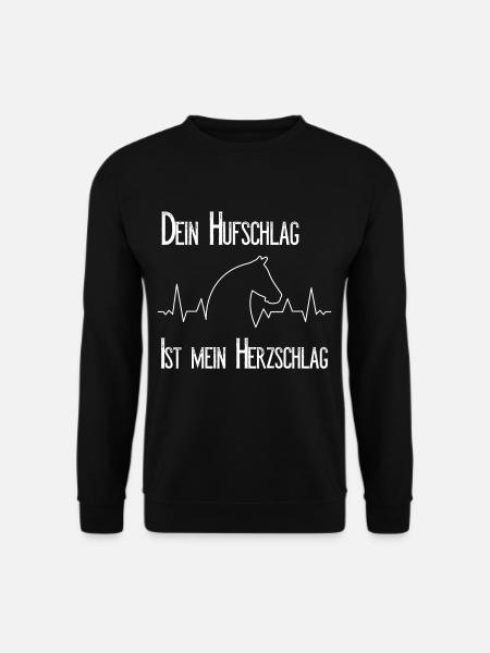 Pferde Herzschlag Pferdekopf Heartbeat Geschenk - Unisex Pullover - Schwarz