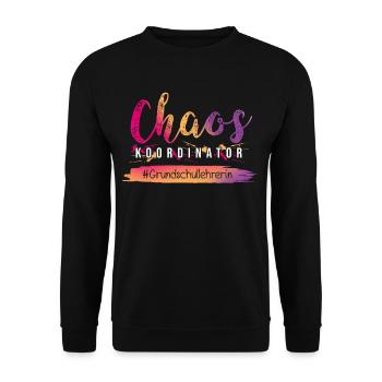 Chaos Koordinator ala Grundschullehrerin Beruf - Unisex Pullover - Schwarz - Vorne - Alina (178cm) & Michal (187cm)
