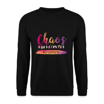Chaos Koordinator ala Erzieherin Lustiger Beruf - Unisex Pullover - Schwarz - Vorne - Alina (178cm) & Michal (187cm)
