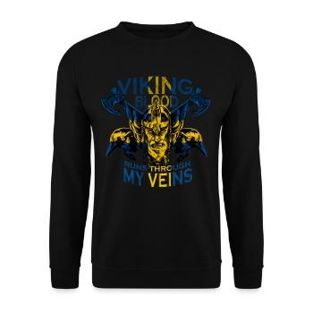 Wikinger Blut fließt in schwedischen Adern Schwede - Unisex Pullover - Schwarz - Vorne - Alina (178cm) & Michal (187cm)