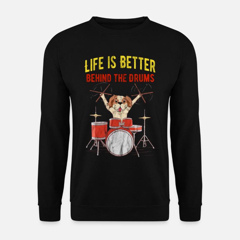 Schlagzeuger Schlagzeug Drummer Drums Hund dog - Unisex Pullover - Schwarz