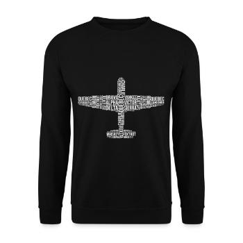 Airplane NATO alphabet - Unisex Sweatshirt - black - Front - Alina (178cm) & Michal (187cm)
