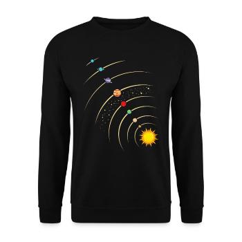 Planeten in unserem Sonnensystem. Erde,Sonne, Mars - Unisex Pullover - Schwarz - Vorne - Alina (178cm) & Michal (187cm)