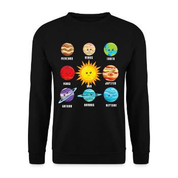 Planets in our solar system.Earth Jupiter, Neptune - Unisex Pullover - Schwarz - Vorne - Alina (178cm) & Michal (187cm)