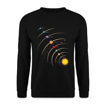 Planeten in unserem Sonnensystem. Erde,Sonne, Mars - Unisex Pullover - Schwarz - Vorne - Alina (178cm) & Michal (187cm)