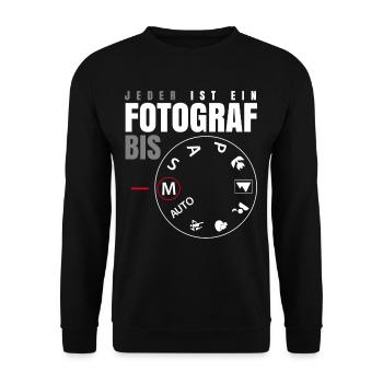 Jeder ist ein Fotograf bis das manuelles Rädchen - Unisex Pullover - Schwarz - Vorne - Alina (178cm) & Michal (187cm)