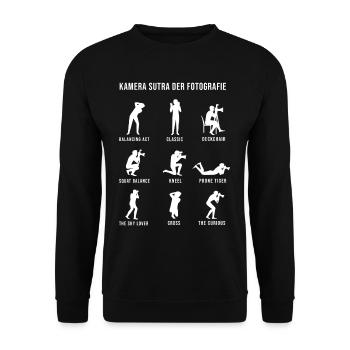 Fotograf, Kamera Sutra ,Stellungen Fotoshoot - Unisex Pullover - Schwarz - Vorne - Alina (178cm) & Michal (187cm)