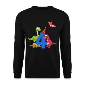 Anniversaire enfants 4 ans avec chapeaux de fête Dinos - Sweat-shirt Unisexe - noir - Devant - Alina (178cm) & Michal (187cm)