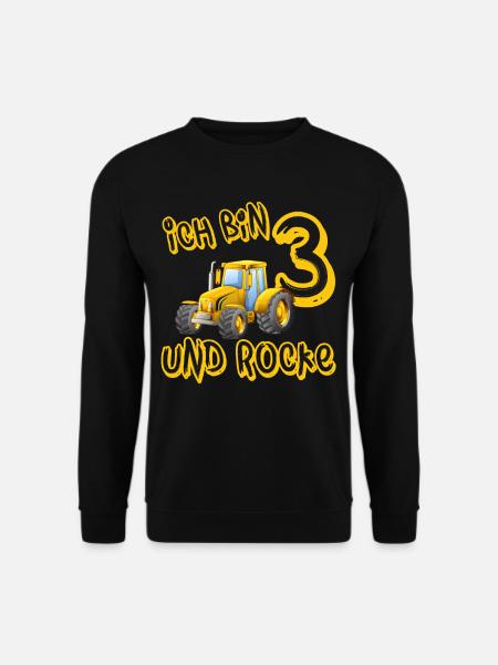ich bin 3 und rocke mit Traktor,3. Geburtstag Kids - Unisex Pullover - Schwarz