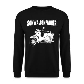 Schwalbenfahrer, Simmi, Simson, 3 Gänge, DDR Moped - Unisex Pullover - Schwarz - Vorne - Alina (178cm) & Michal (187cm)