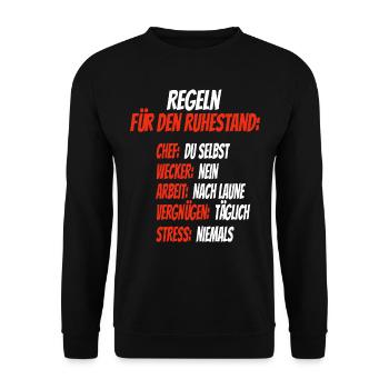 Règles pour la retraite drôle de retraités chemise - Sweat-shirt Unisexe - noir - Devant - Alina (178cm) & Michal (187cm)