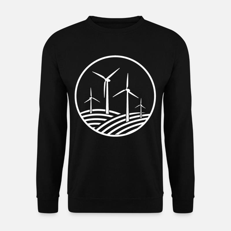 Windrad Retro Style , Grüne Energie - Unisex Pullover - Schwarz