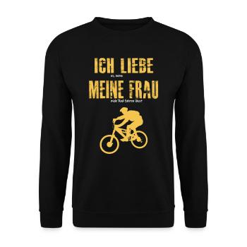 I love it when my wife lets me cycle - Unisex Sweatshirt - black - Front - Alina (178cm) & Michal (187cm)