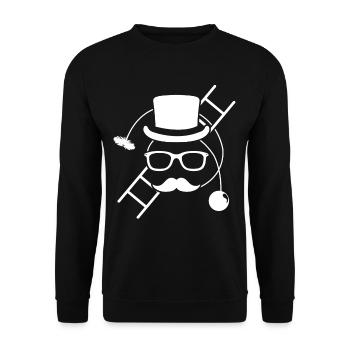 Schornsteinfeger mit Rußbesen und Leiter - Unisex Pullover - Schwarz - Vorne - Alina (178cm) & Michal (187cm)