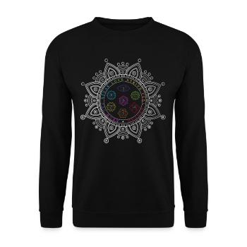 7 chakras, body and aura in balance, yoga - Unisex Sweatshirt - black - Front - Alina (178cm) & Michal (187cm)