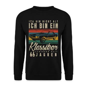 Ich bin nicht alt, ich bin ein Klassiker 66 Jahre - Unisex Pullover - Schwarz - Vorne - Alina (178cm) & Michal (187cm)