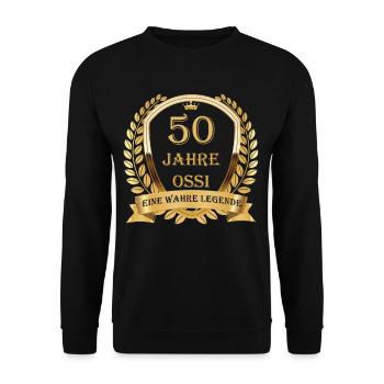 50ème anniversaire, Ossi 50 ans, légende du DDR - Sweat-shirt Unisexe - noir - Devant - Alina (178cm) & Michal (187cm)