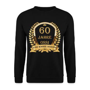 60 ans, 60e anniversaire, Ossi, légende de la RDA - Sweat-shirt Unisexe - noir - Devant - Alina (178cm) & Michal (187cm)