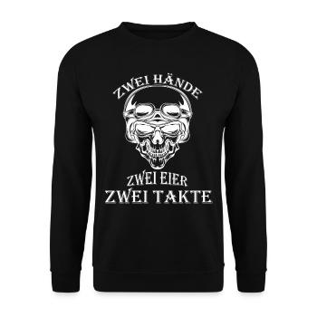 Two hands, two eggs, two bars rocker skull - Unisex Sweatshirt - black - Front - Alina (178cm) & Michal (187cm)