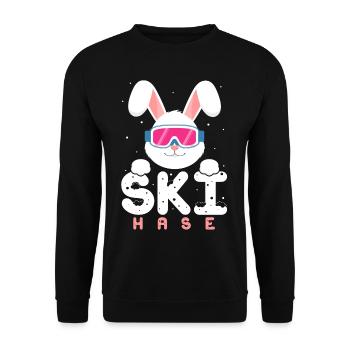 Ski Hase mit Brille,Häschen,Party Apres Ski - Unisex Pullover - Schwarz - Vorne - Alina (178cm) & Michal (187cm)