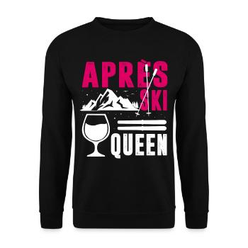Apres Ski Queen,Party Outfit Costume Winter Saufen - Unisex Pullover - Schwarz - Vorne - Alina (178cm) & Michal (187cm)