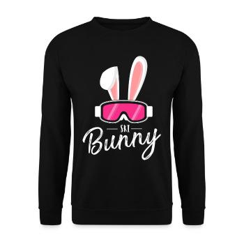 Ski Bunny auf 2 Ski,Häschen,Winter Party Apres Ski - Unisex Pullover - Schwarz - Vorne - Alina (178cm) & Michal (187cm)